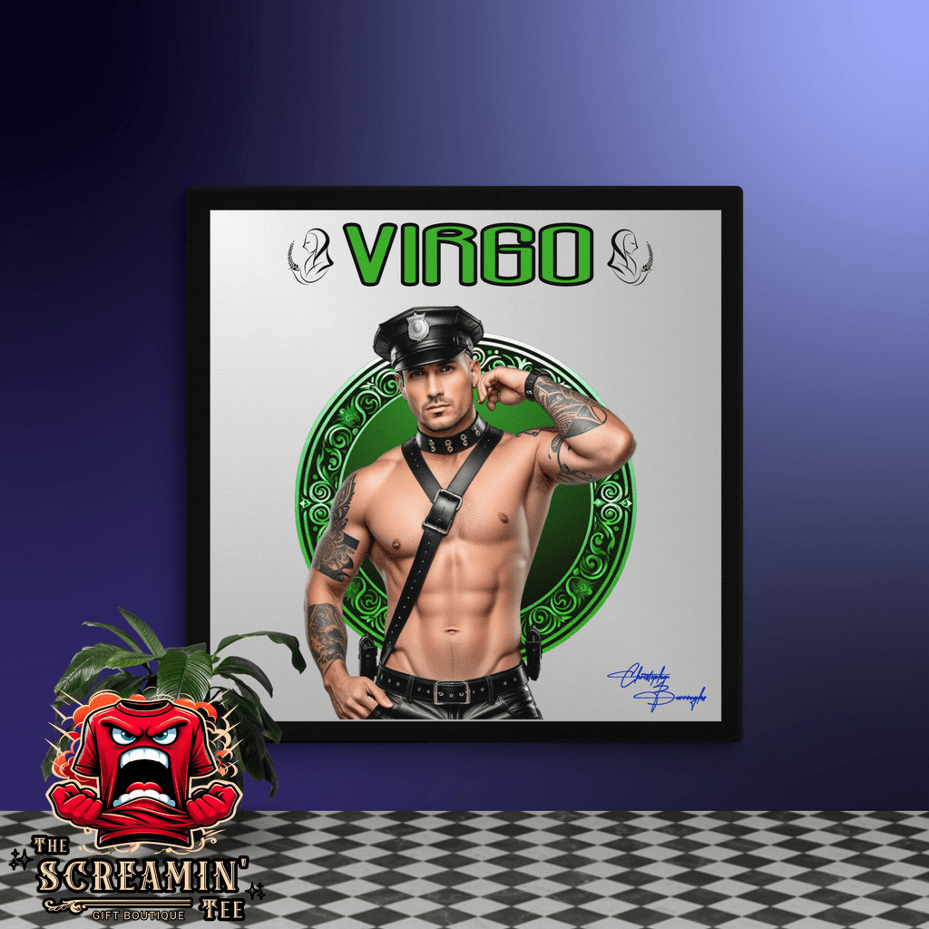 Haus Of Zodiac Canvas Art | Leatherman Griffin (Virgo) featuring a muscular Virgo figure in leather attire.
