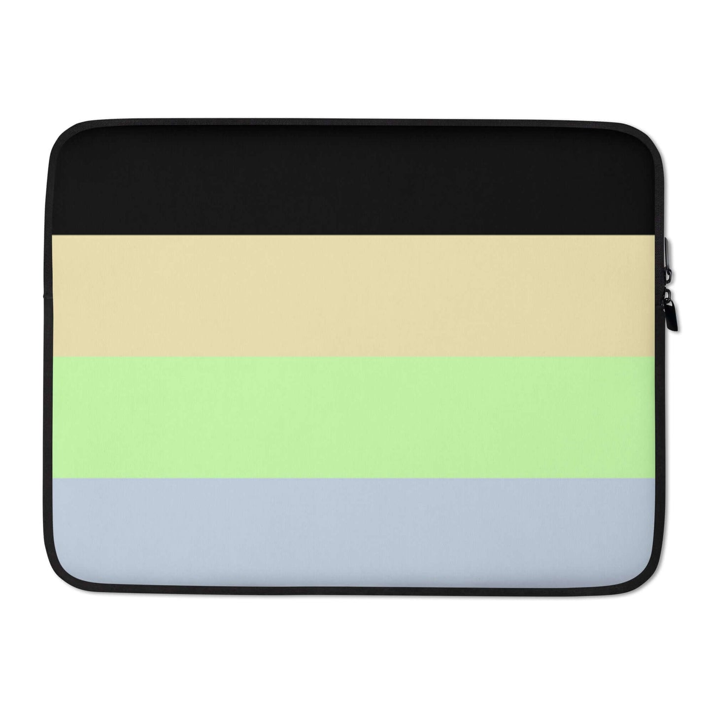 Cassgender Pride Laptop Sleeve with a modern design featuring pastel colors and a black trim.