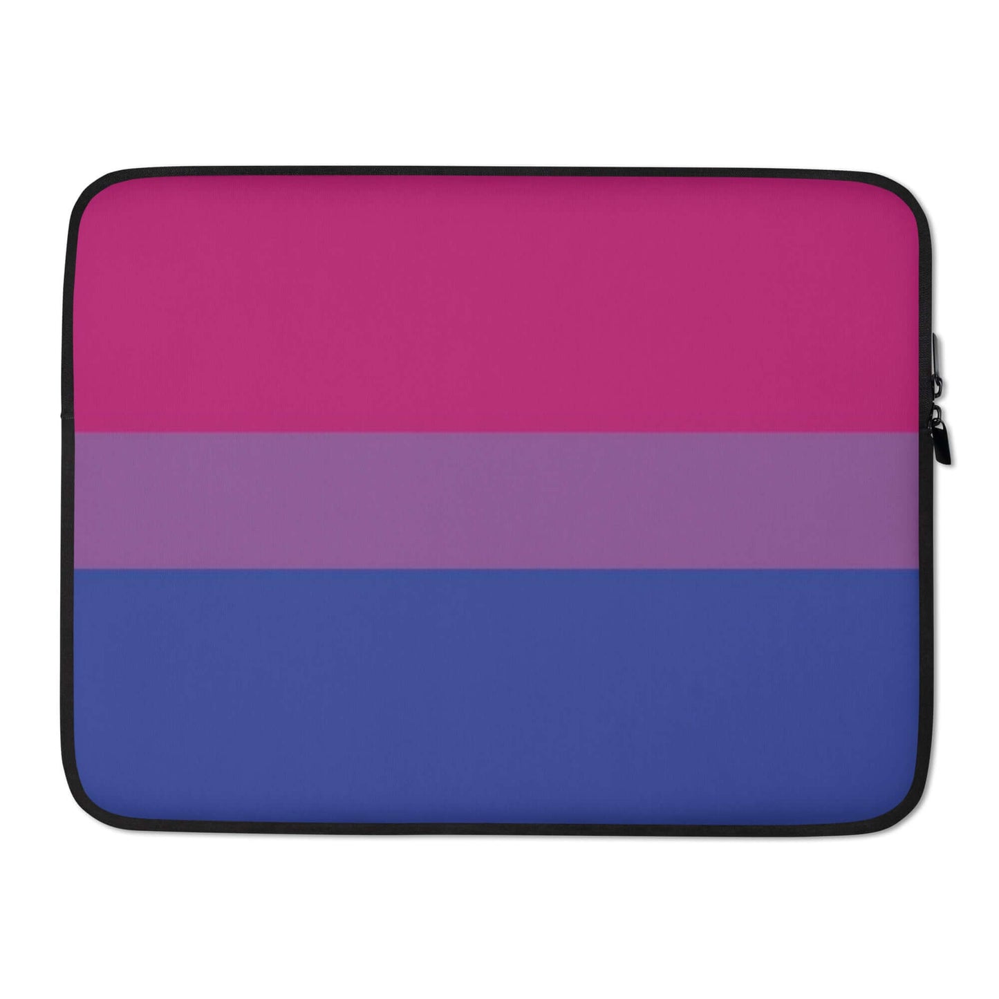 Bisexual Pride Laptop Sleeve featuring a vibrant design in pink, lavender, and blue colors.