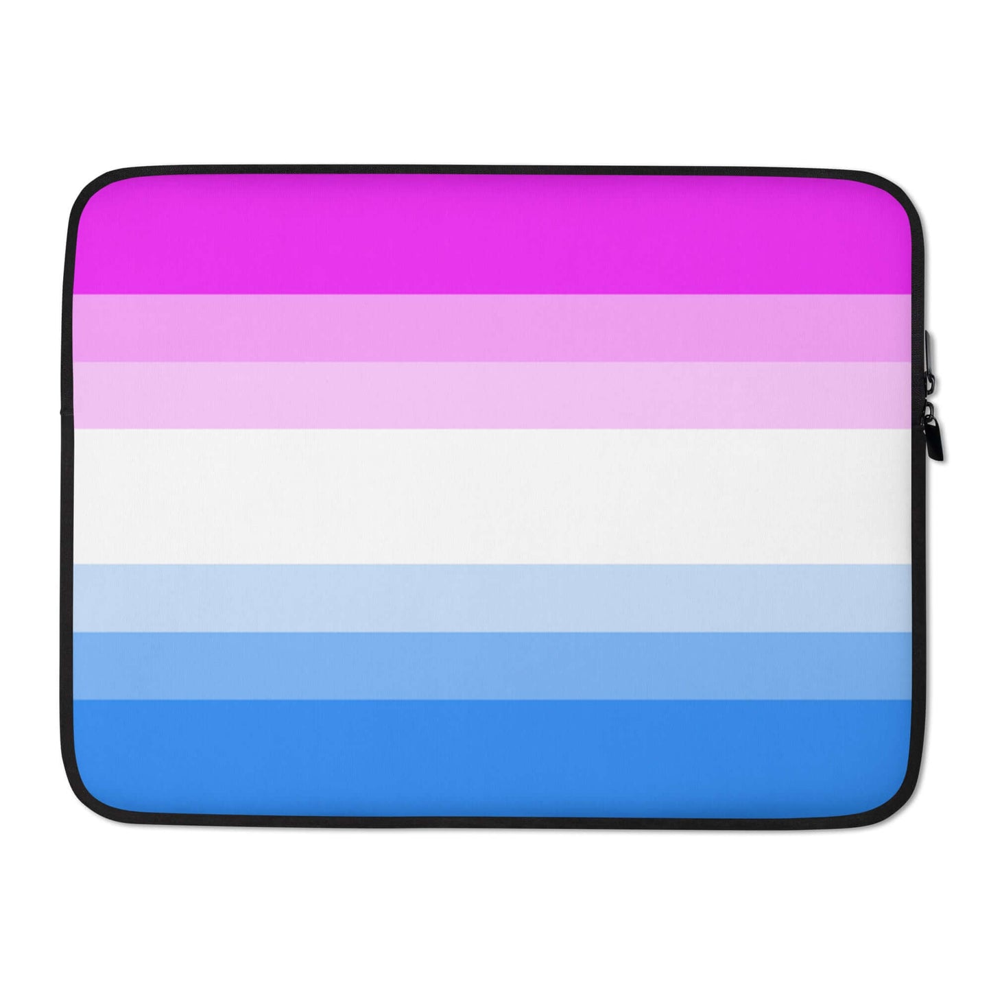 Bi-Curious Pride Laptop Sleeve featuring vibrant pink and blue stripes with a white center.