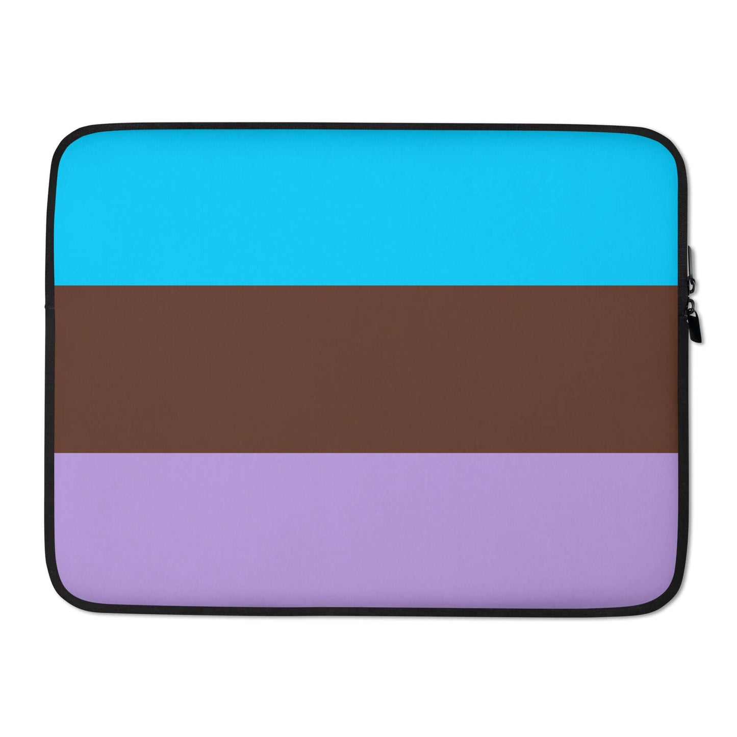 Androsexual Pride Laptop Sleeve featuring a blue, brown, and purple striped design, perfect for protecting your laptop.
