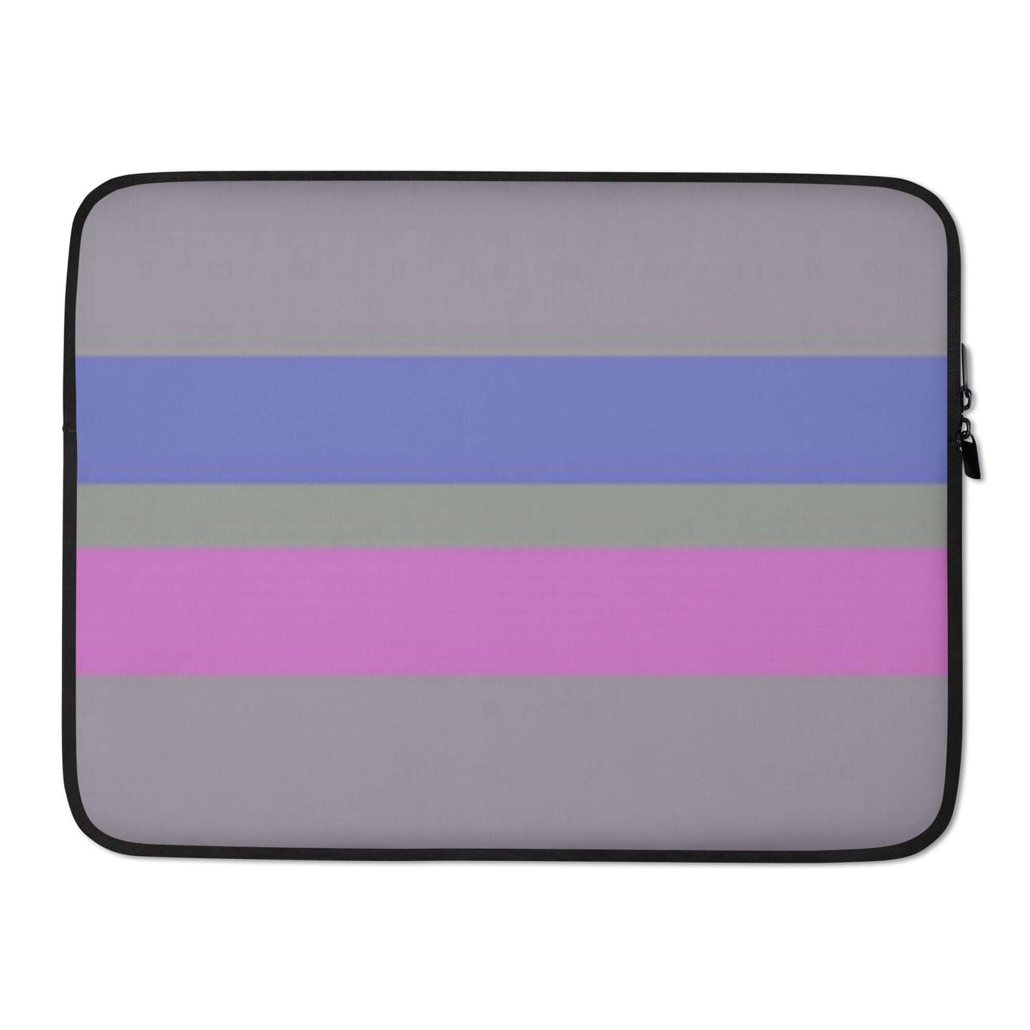 Androgynous Pride Laptop Sleeve with colorful horizontal stripes on a gray background, designed for stylish laptop protection.