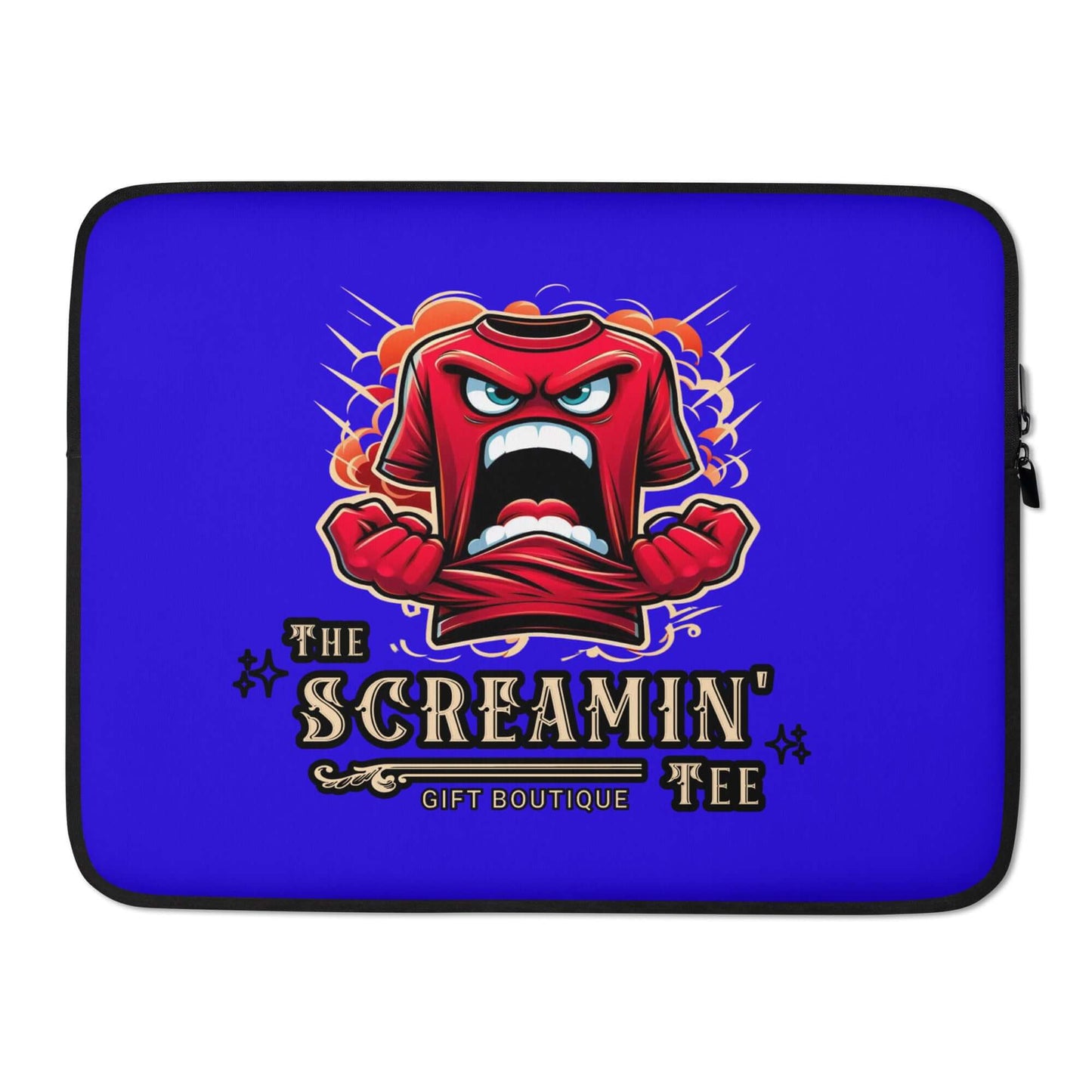 The Logo Laptop Sleeve | Sapphire featuring bold scream graphic on vibrant blue background, ensuring style and protection for laptops.