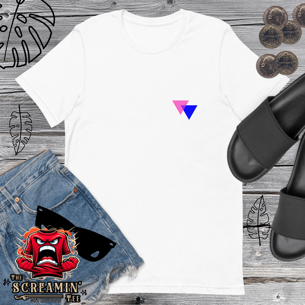 CLOSETS/CLOTHES (PINK/BLUE TRIANGLE) UNISEX TSHIRT - The Screamin' Tee