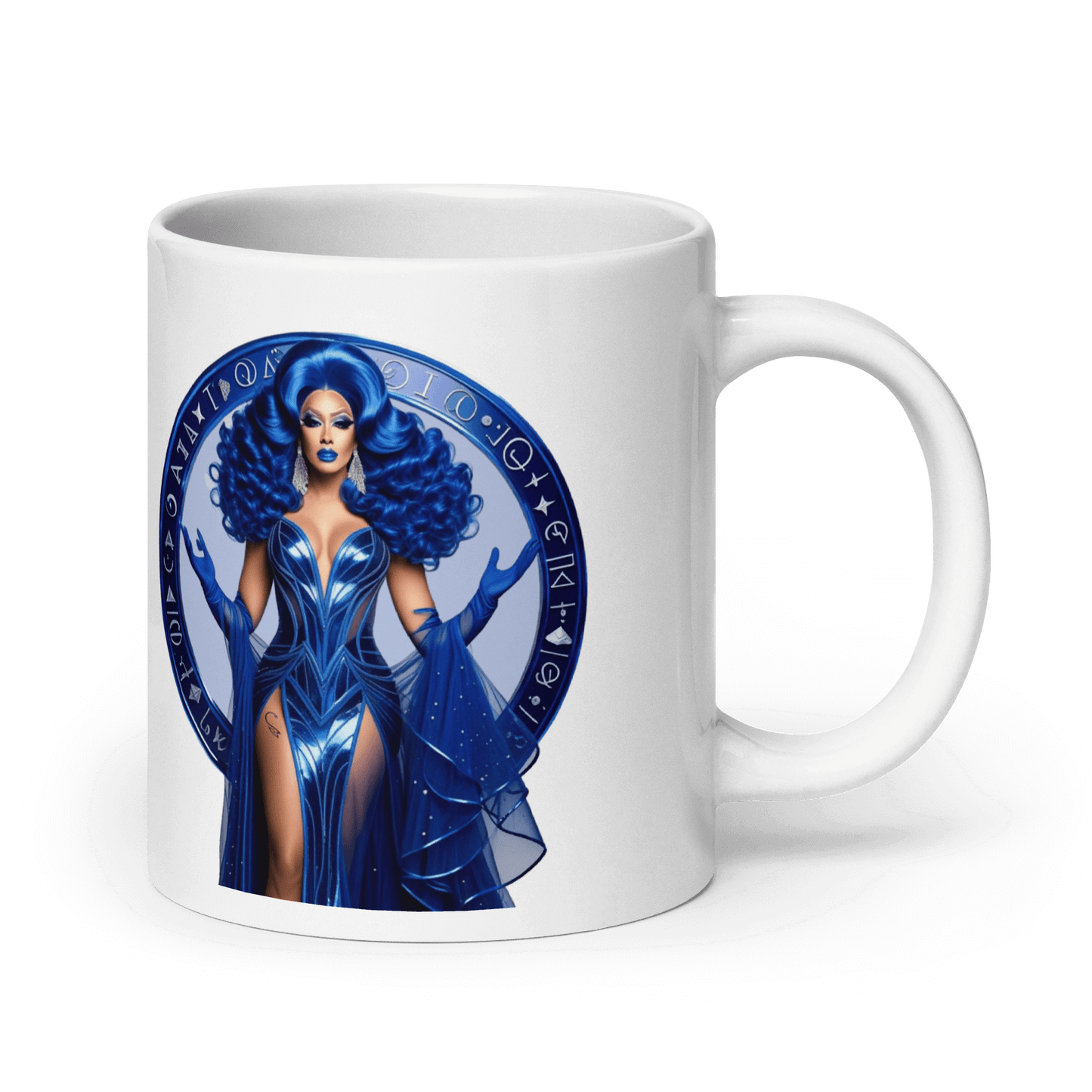 Haus Of Zodiac Mug | Mystic Sting (Scorpio) featuring a vibrant design with a bold blue character.