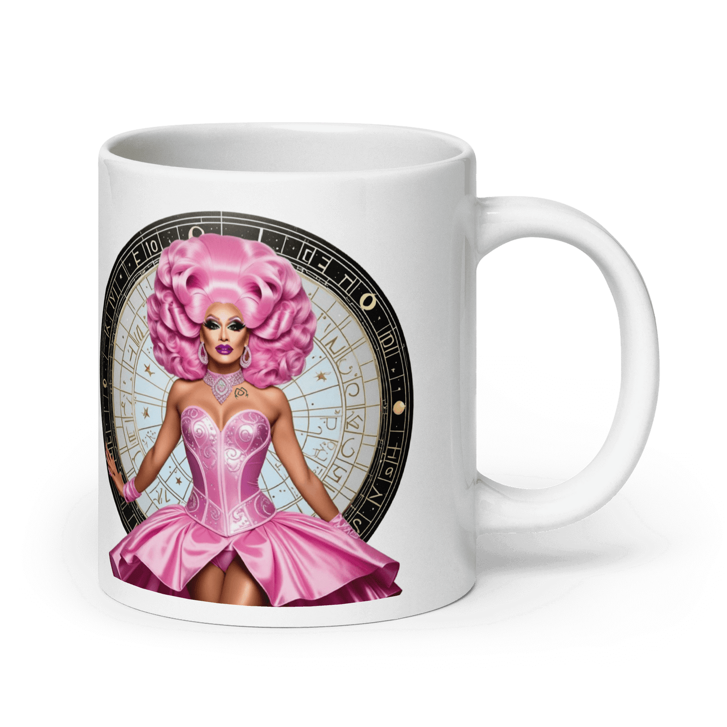 Haus Of Zodiac Mug | Shell We Dance (Cancer) with vibrant pink design and astrological theme