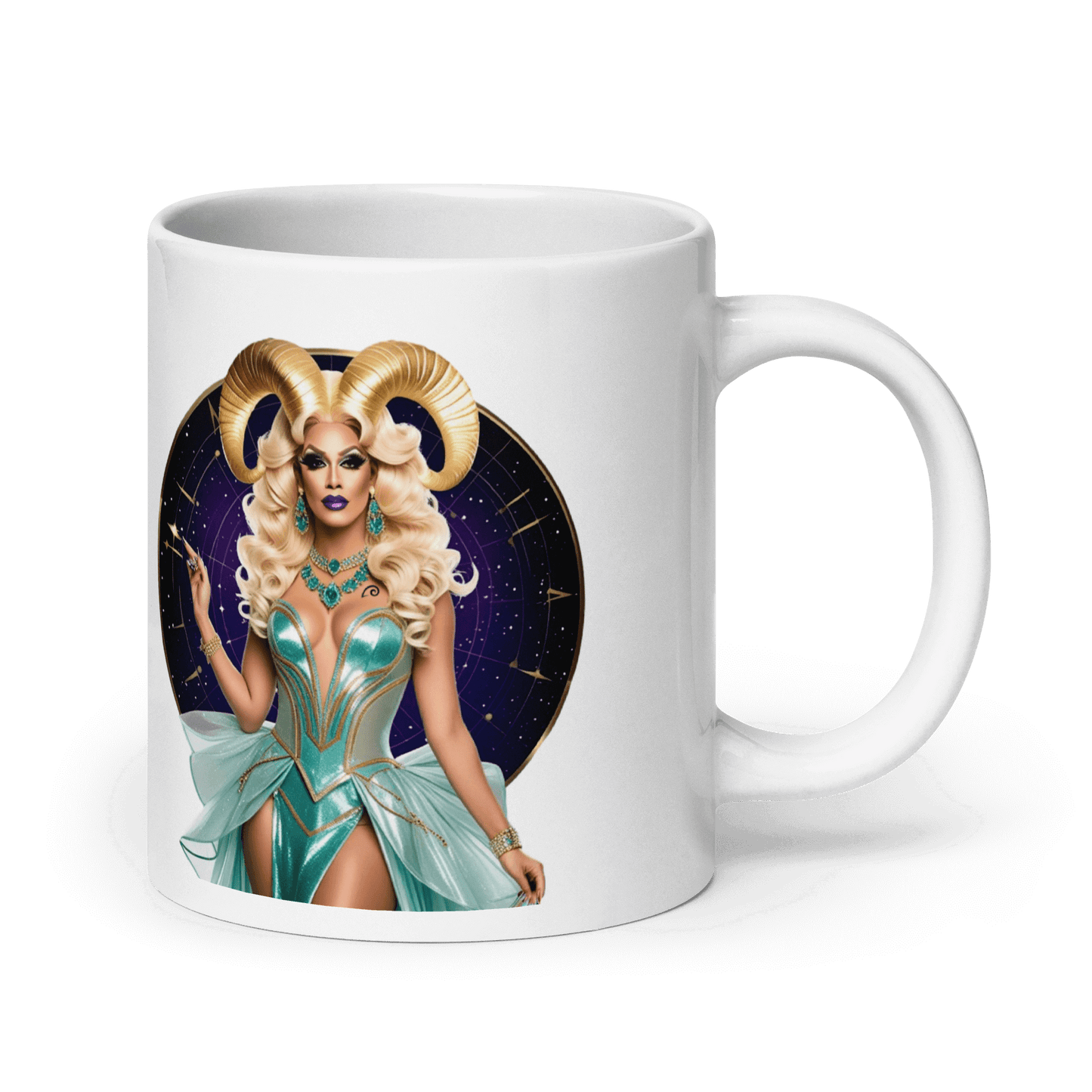 Haus Of Zodiac Mug | Ram-Pagous (Aries) featuring a glam design with a gorgeous Aries character.