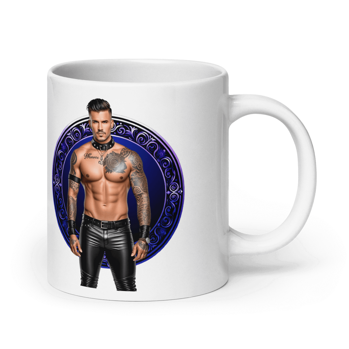 Haus Of Zodiac Mug | Leatherman Dash (Sagittarius) with a striking design featuring a tattooed male model.