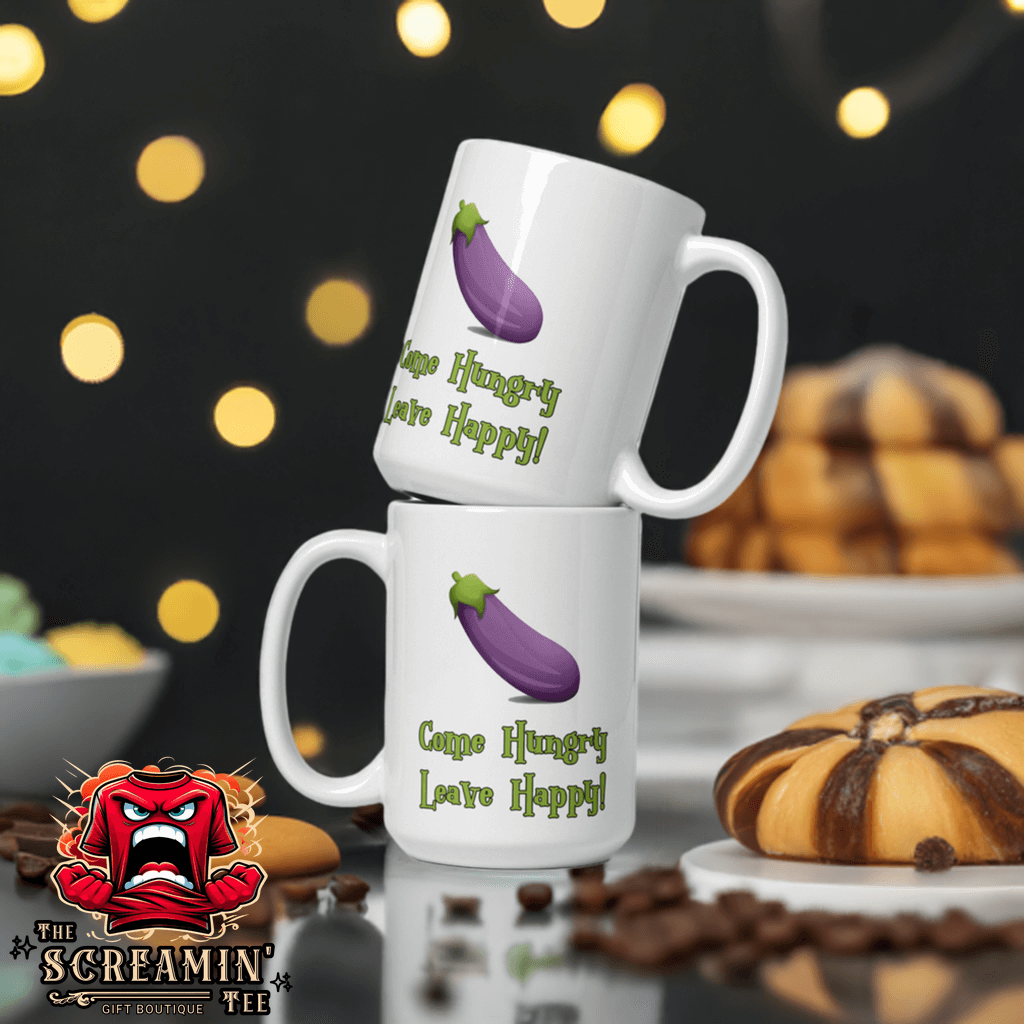 COME HUNGRY LEAVE HAPPY MUG - The Screamin' Tee