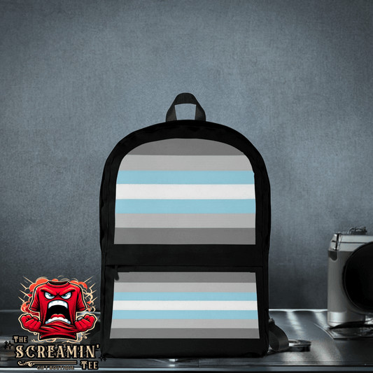 Demigender Demiboys Pride Backpack with striped design, perfect for daily use and sports activities.