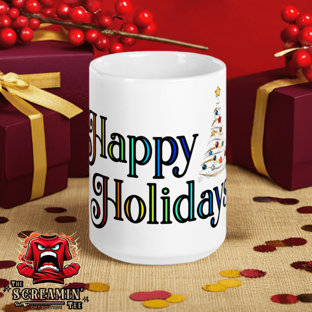 HAPPY HOLIDAYS MUG - RAINBOW - The Screamin' Tee