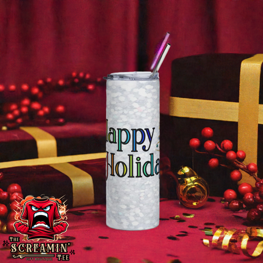 HAPPY HOLIDAYS TUMBLER - RAINBOW