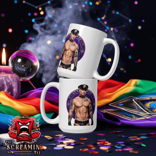Haus Of Zodiac Mug | Leatherman Kane (Scorpio) with vibrant design in a colorful setting