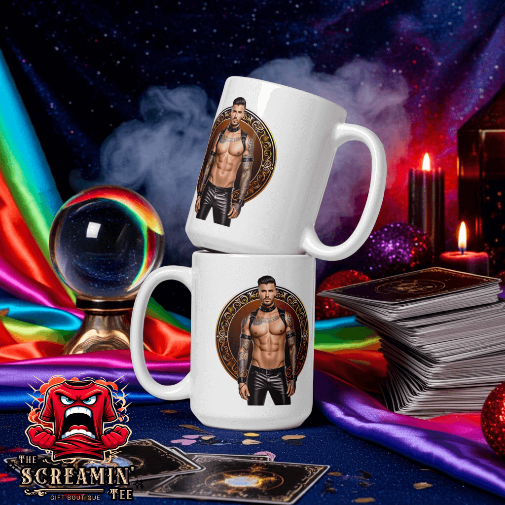 Haus Of Zodiac Mug | Leatherman Rex (Leo) featuring a detailed graphic on a glossy white ceramic mug.