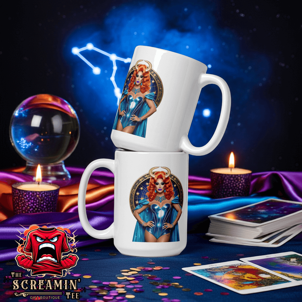 Haus Of Zodiac Mug | Venus De-Milo (Taurus) featuring stylish design on ceramic mugs with cosmic backdrop.