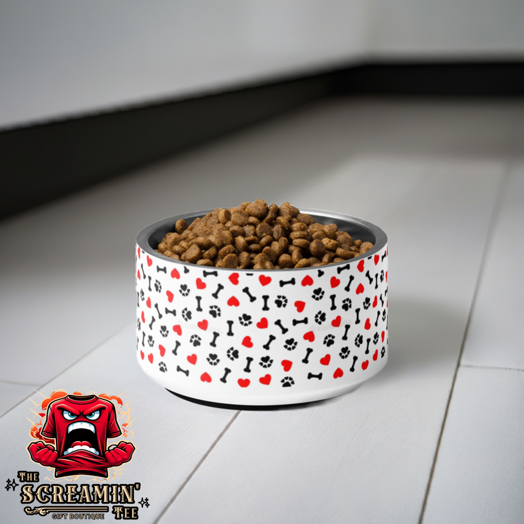 I LOVE PAWS PET BOWL - 18OZ - The Screamin' Tee