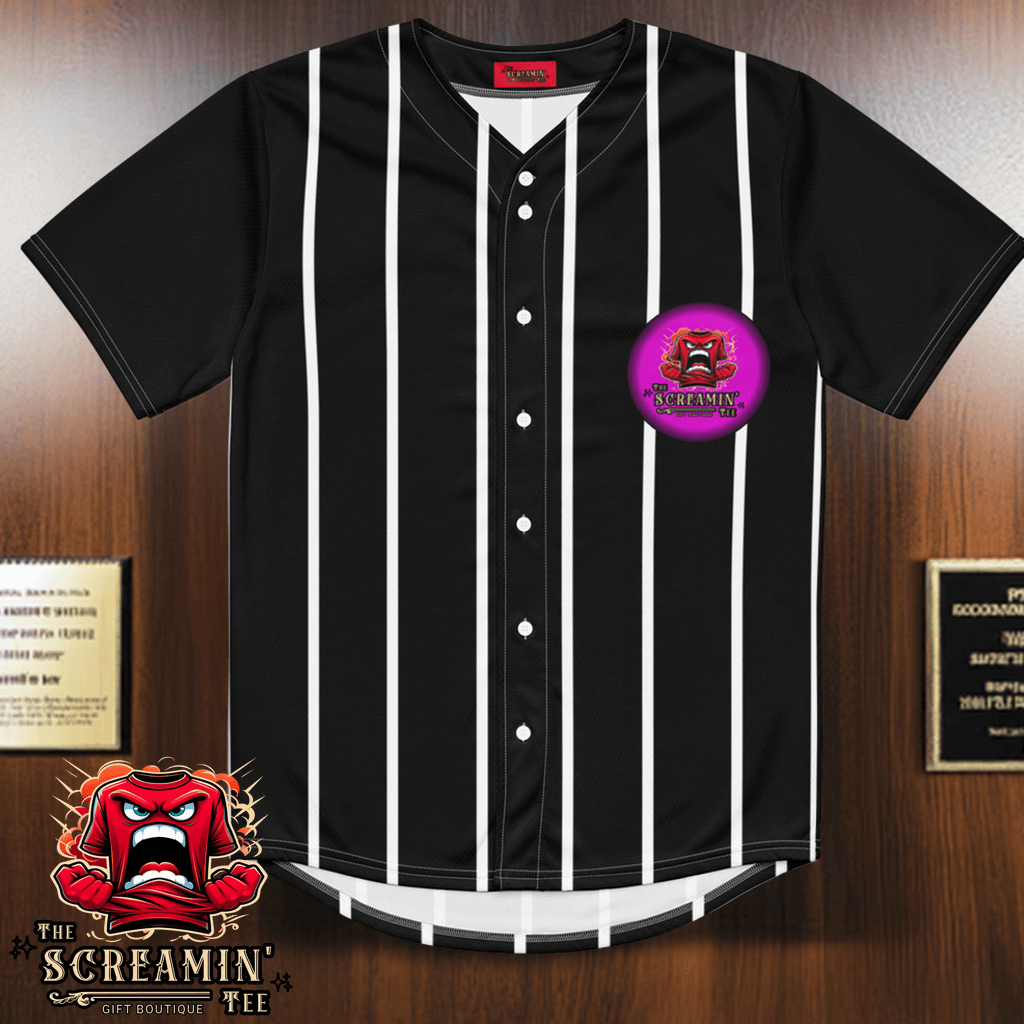The Screamin' Tee Baseball Jersey | Garnet Logo (Black)