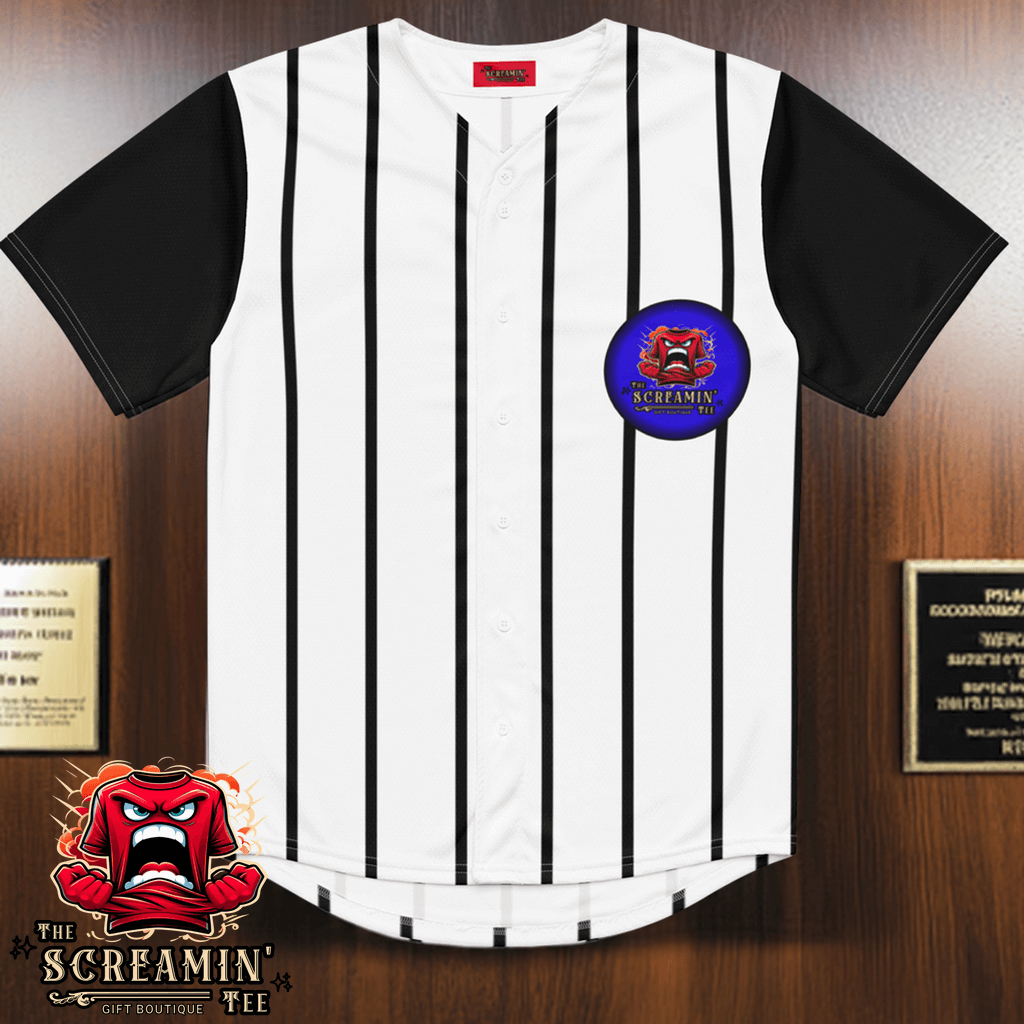 The Screamin' Tee Baseball Jersey | Sapphire Logo (White)