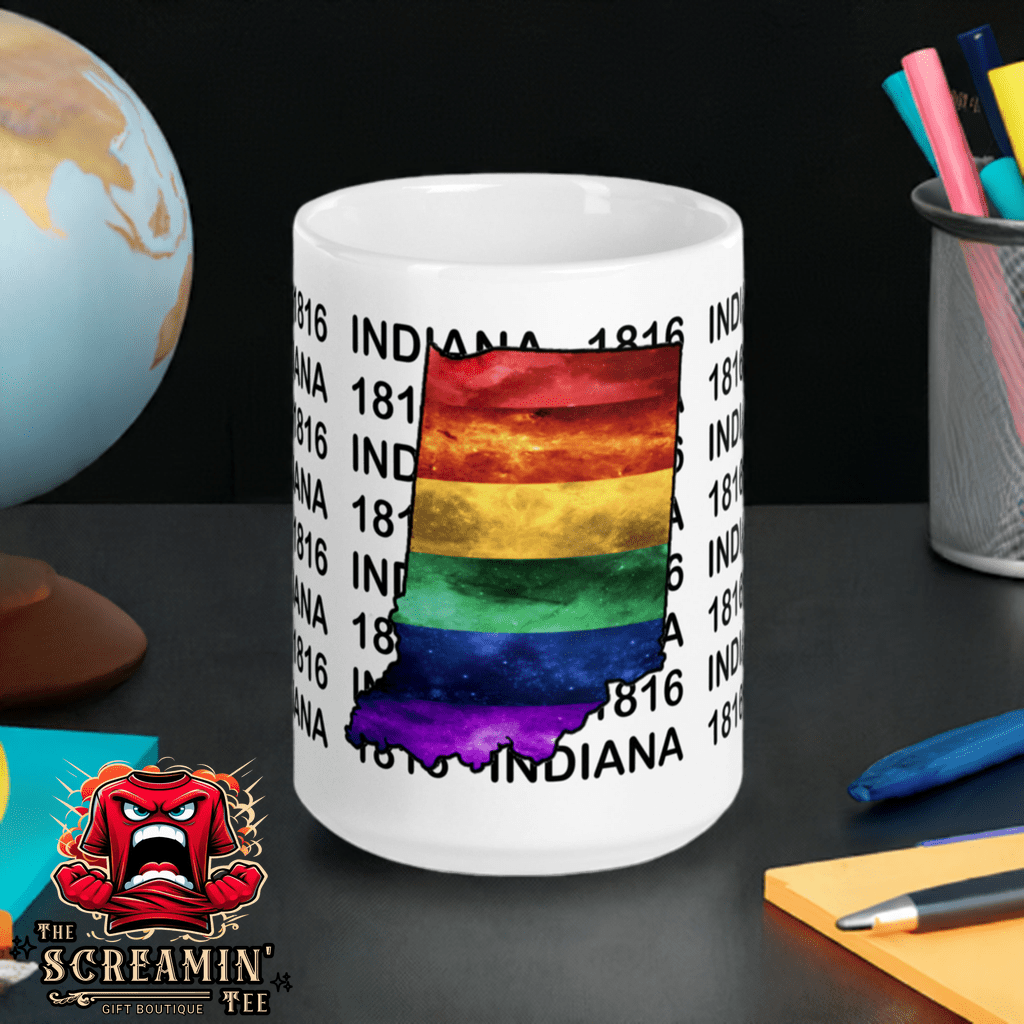 LGBTQ STATES MUG - INDIANA - The Screamin' Tee