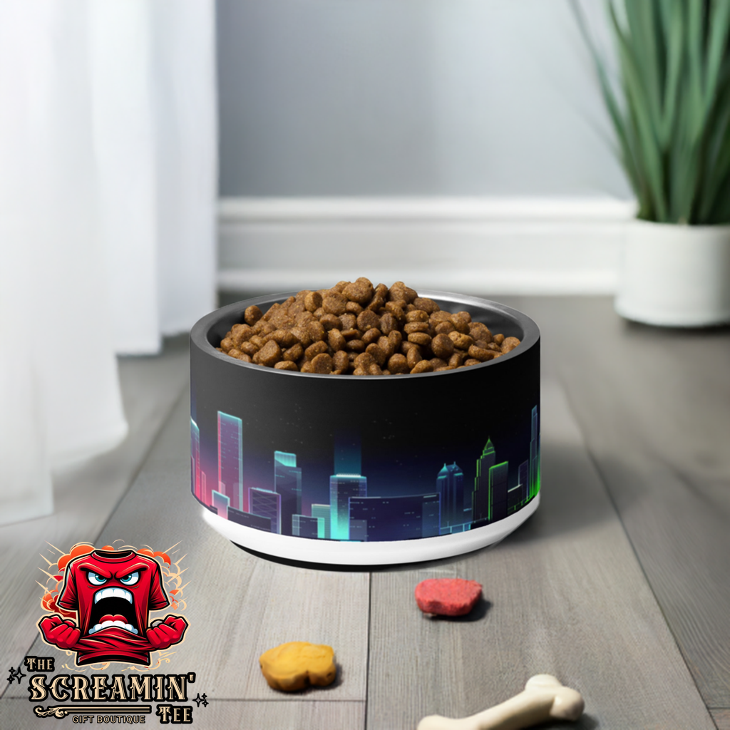 NEON CITY LIGHTS PET BOWL - 18OZ - The Screamin' Tee