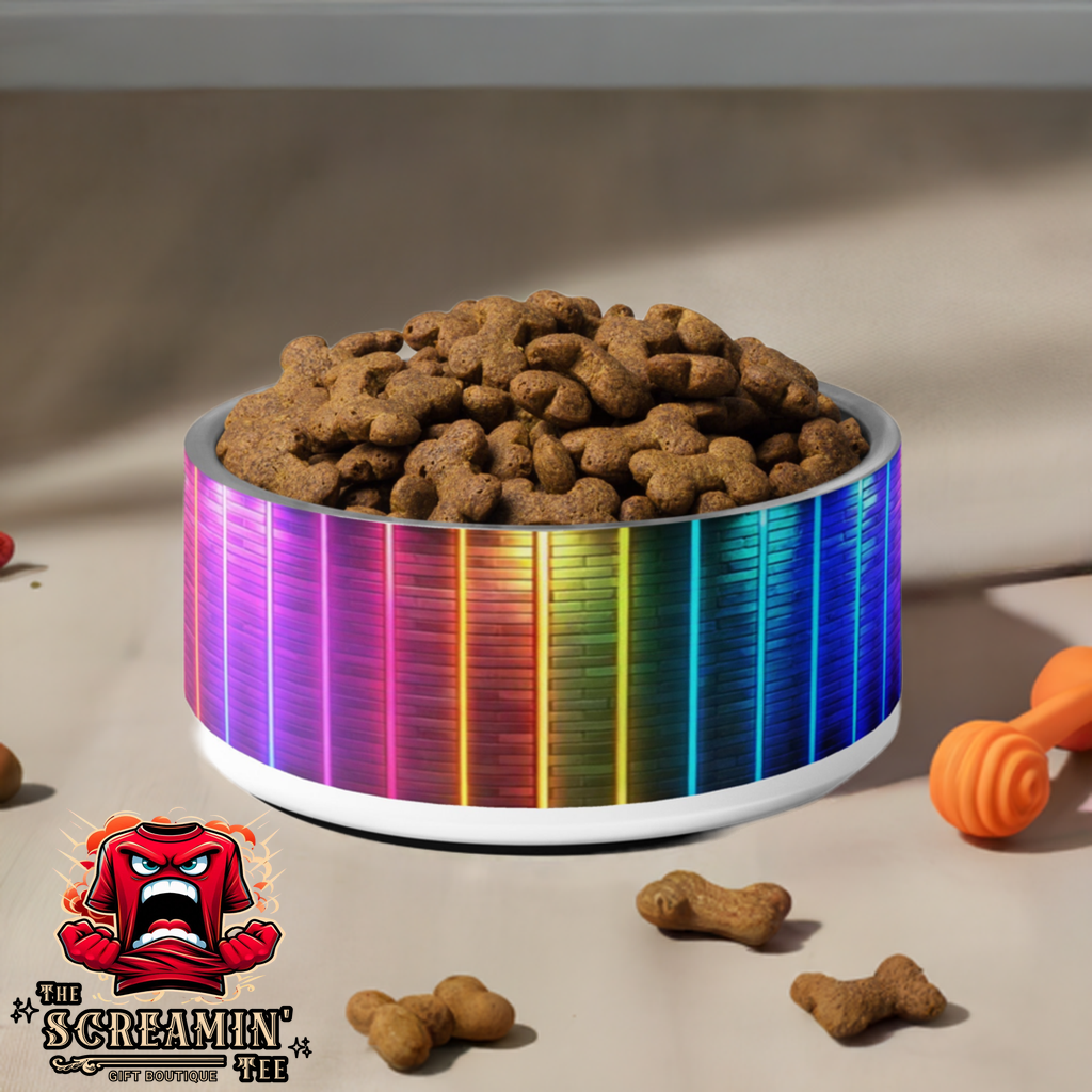 NEON RAINBOW PET BOWL - 32OZ - The Screamin' Tee