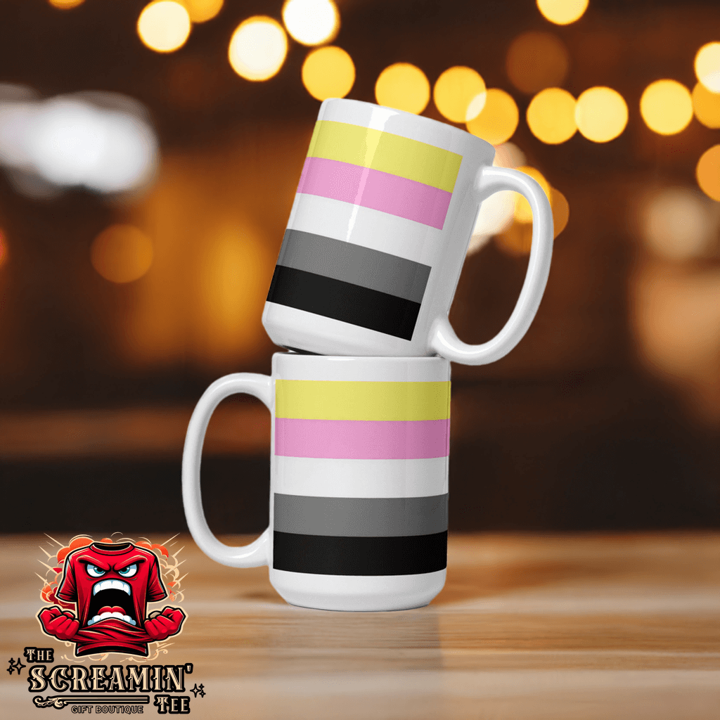 Queerplatonic Pride Mug with bold colors showcasing pride stripes, perfect for coffee, tea, or your favorite beverage.
