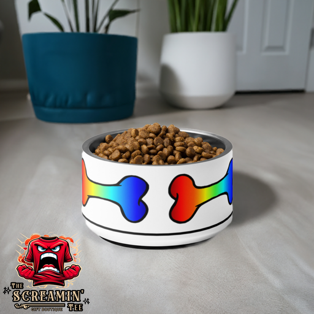 RAINBOW BONES PET BOWL - 18OZ - The Screamin' Tee