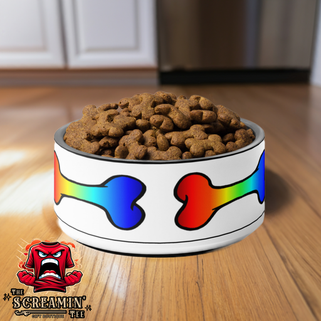 RAINBOW BONES PET BOWL - 32OZ - The Screamin' Tee