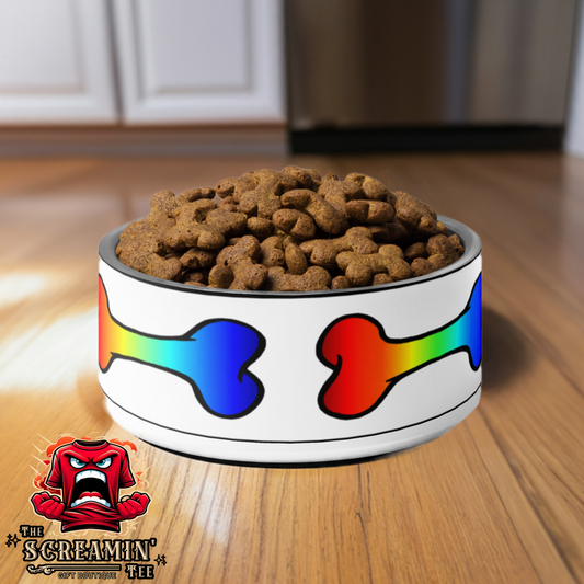 RAINBOW BONES PET BOWL - 32OZ - The Screamin' Tee