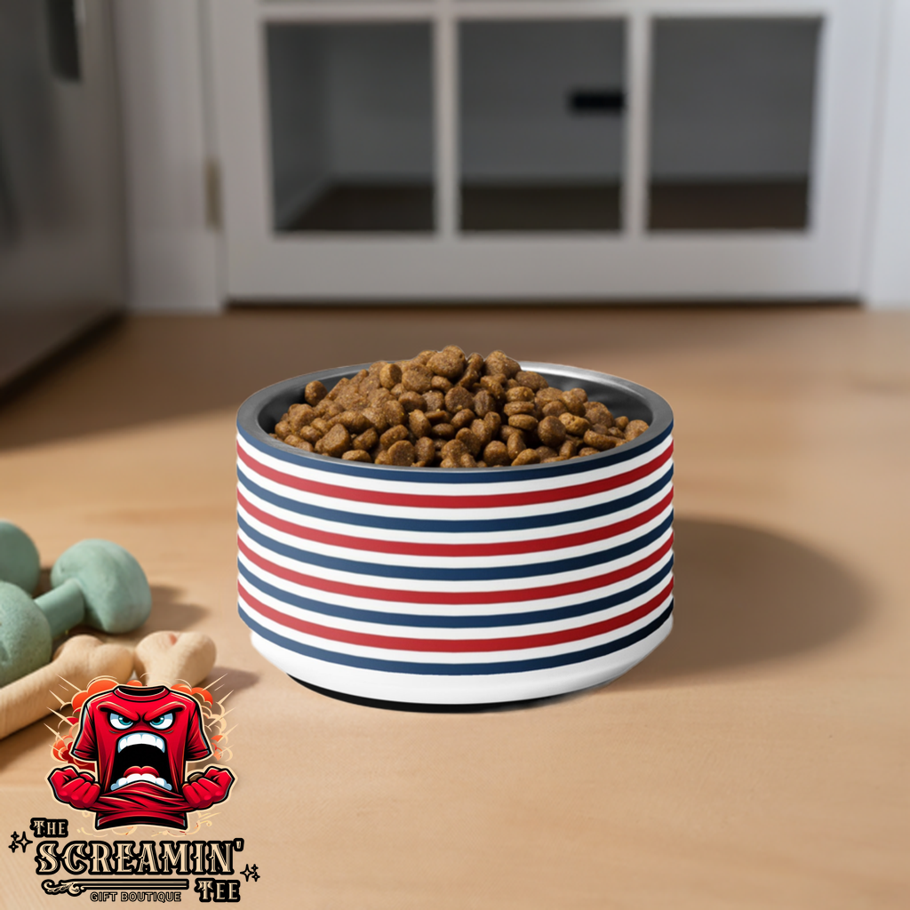 THE RED/WHITE/BLUE PET BOWL - 18OZ - The Screamin' Tee