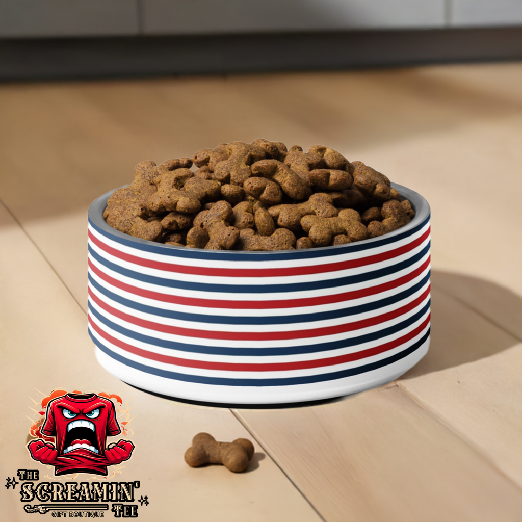 THE RED/WHITE/BLUE PET BOWL - 32OZ - The Screamin' Tee