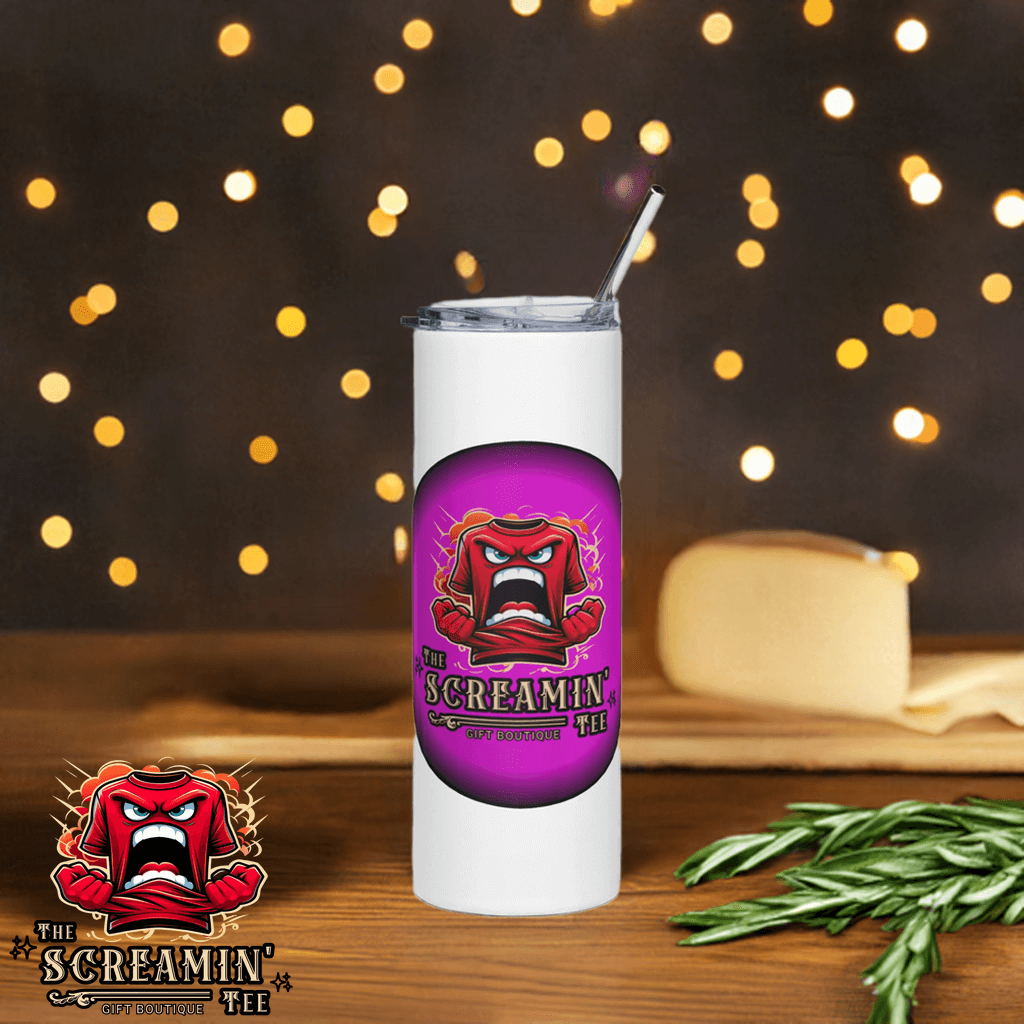 The Screamin' Tee Stainless Steel Tumbler | Garnet Logo (White)