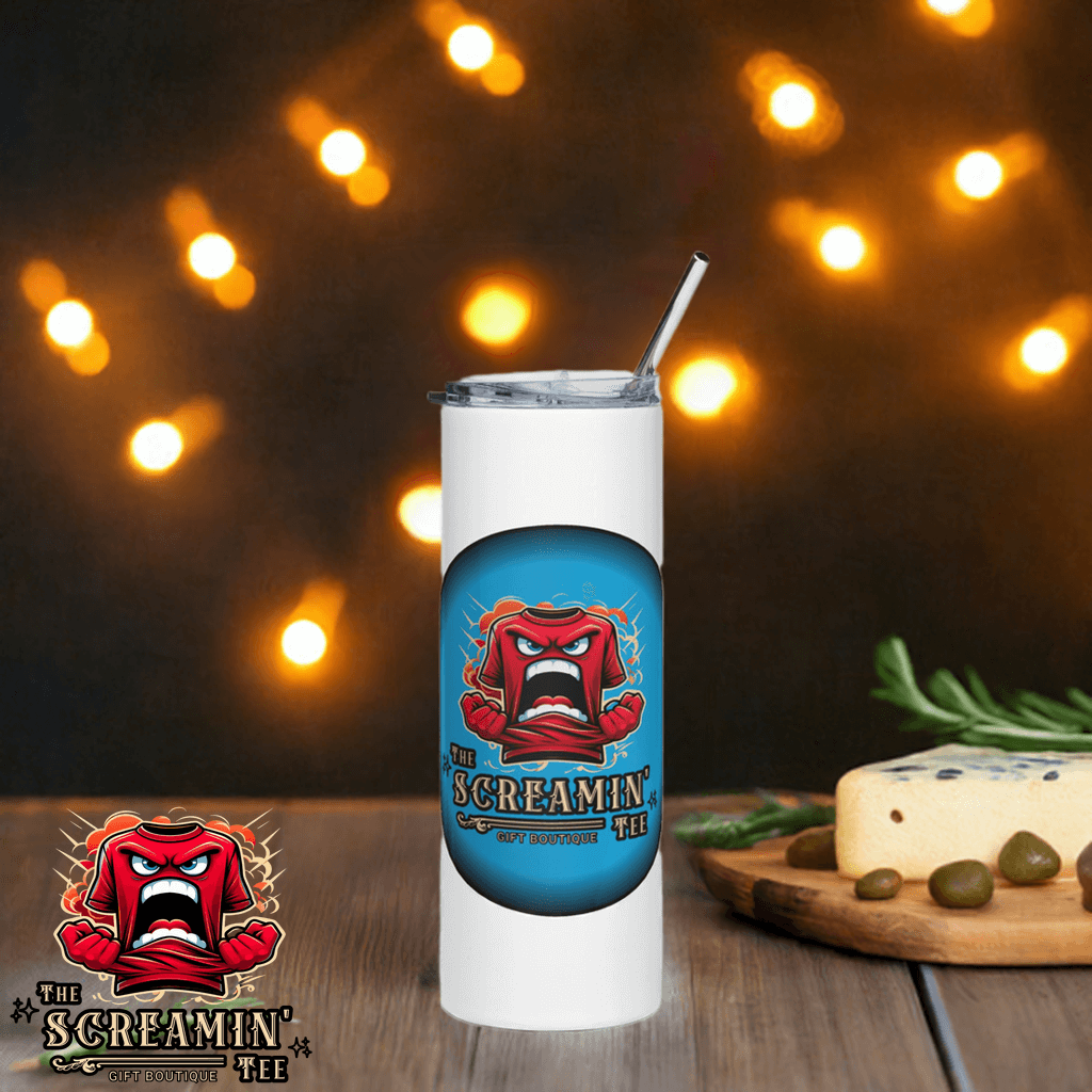 The Screamin' Tee Stainless Steel Tumbler | Lapis Logo (White)