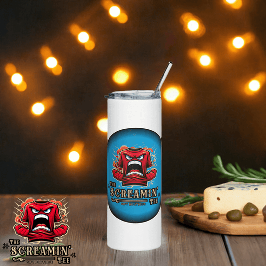 The Screamin' Tee Stainless Steel Tumbler | Lapis Logo (White)
