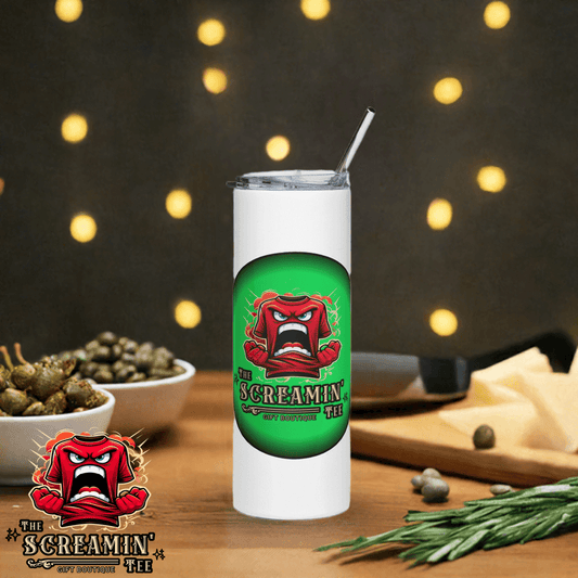 The Screamin' Tee Stainless Steel Tumbler | Peridot Logo (White)