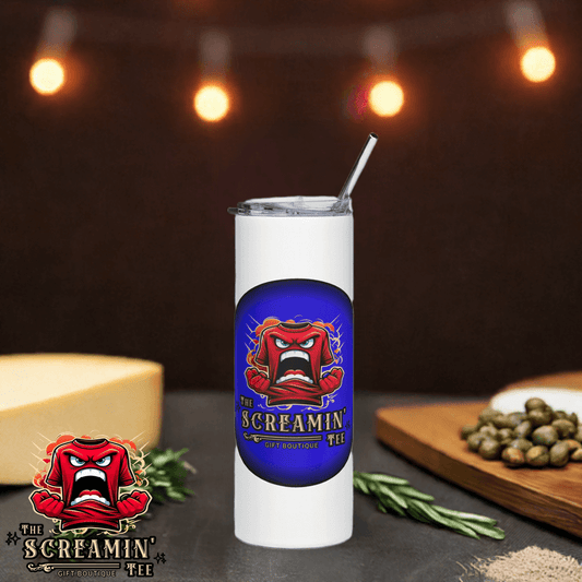 The Screamin' Tee Stainless Steel Tumbler | Sapphire Logo (White)