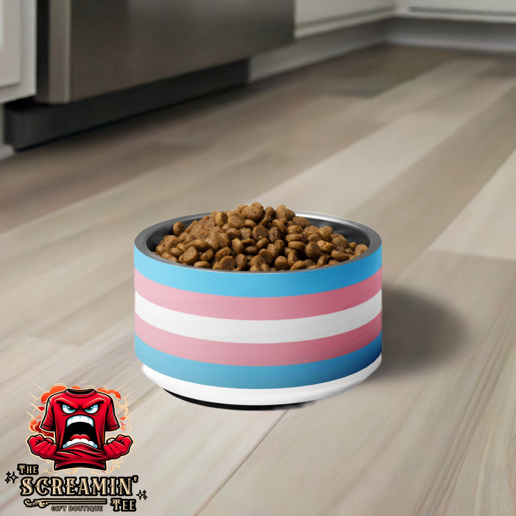 TRANSGENDER PRIDE PET BOWL - 18OZ - The Screamin' Tee