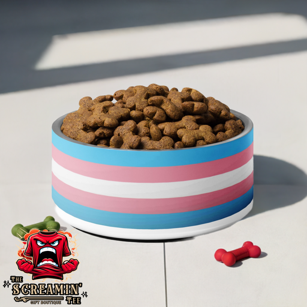 TRANSGENDER PRIDE PET BOWL - 32OZ - The Screamin' Tee