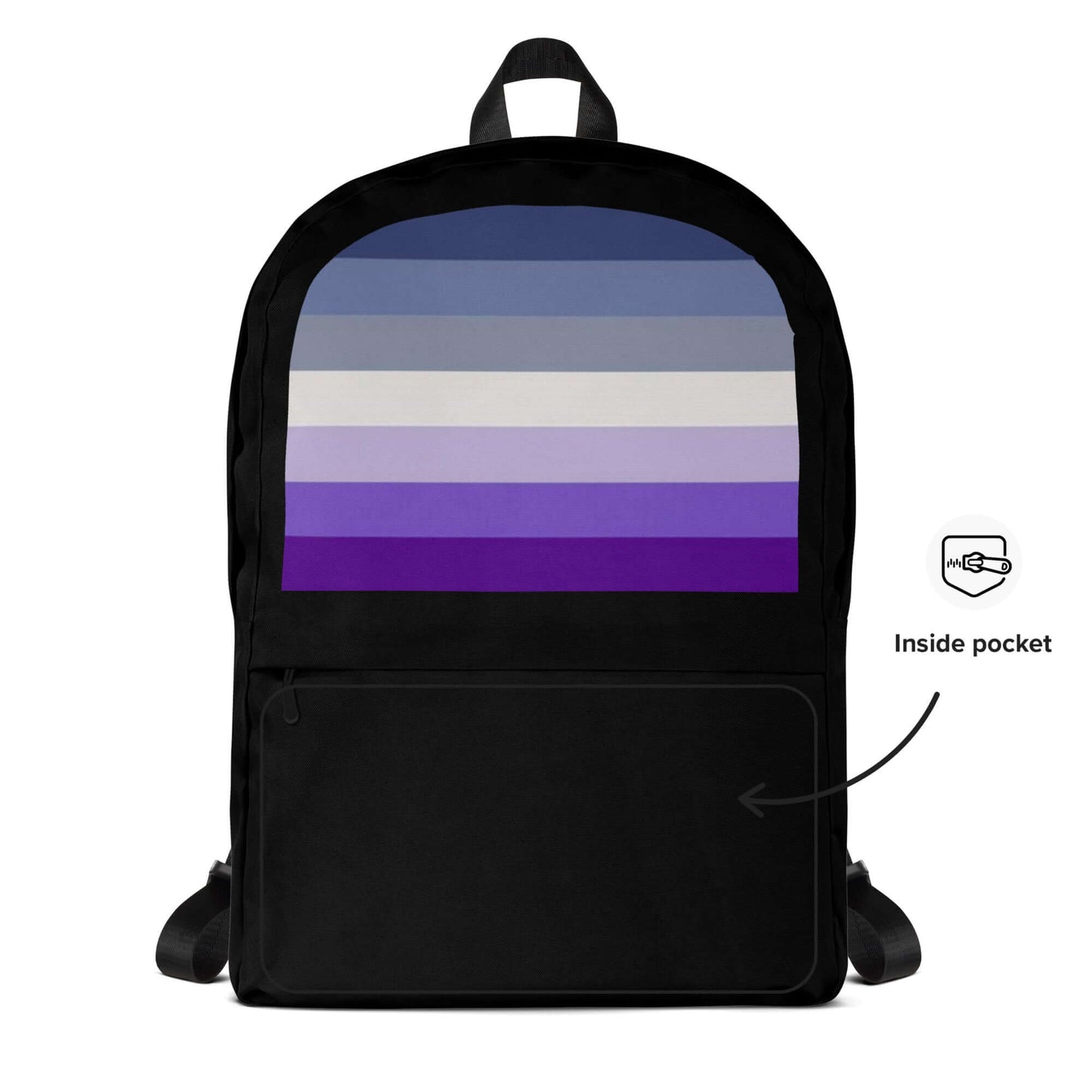 Butch Lesbian Pride Backpack featuring a striped design with inside pocket, ideal for daily use and sports activities.