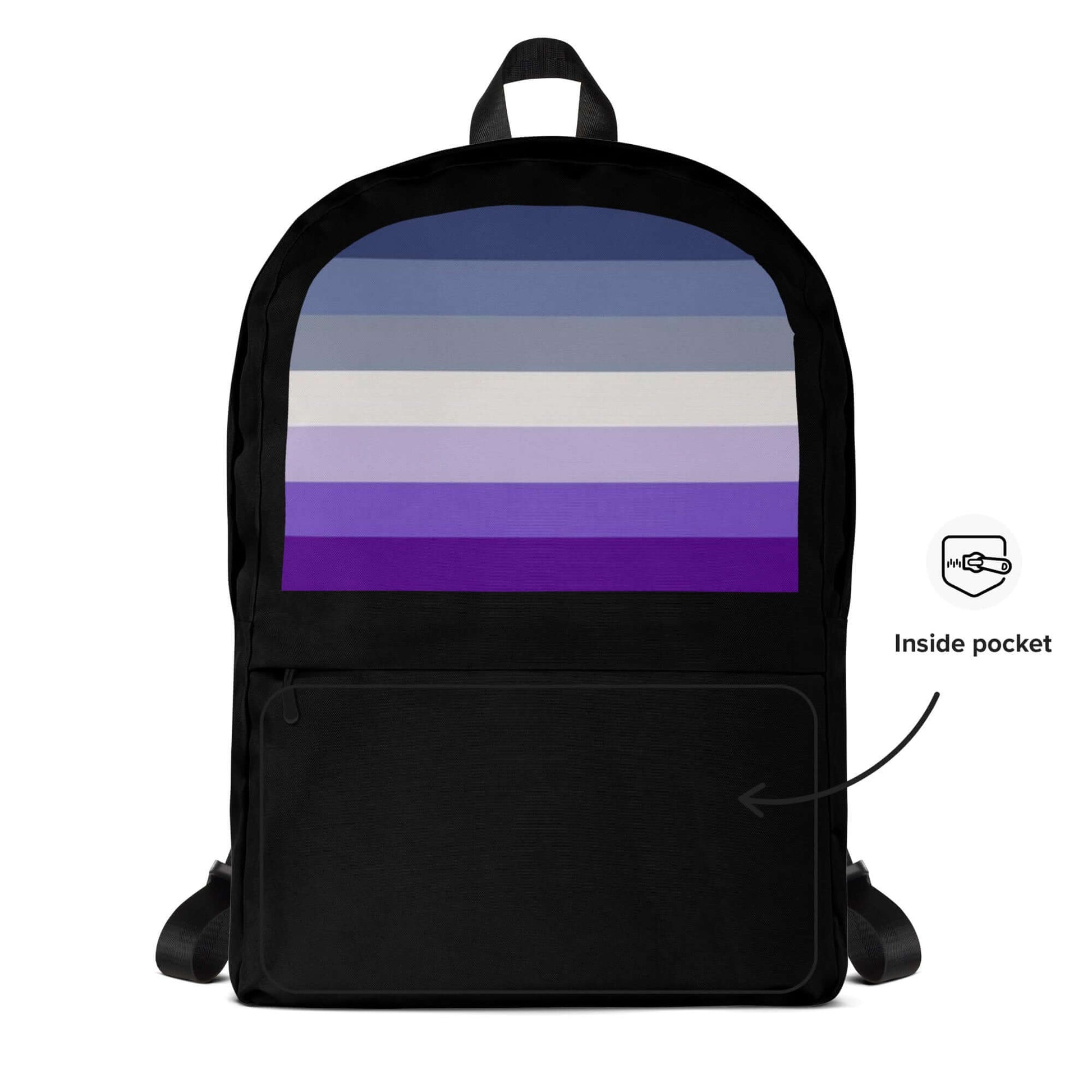Butch Lesbian Pride Backpack featuring a striped design with inside pocket, ideal for daily use and sports activities.