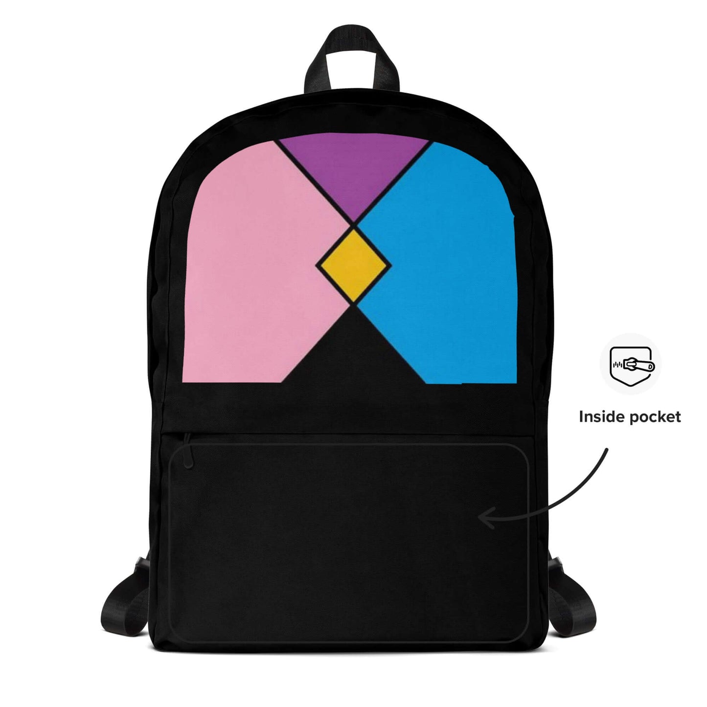 Pocket Gender Pride Backpack featuring colorful design and inside pocket, perfect for daily use and sports activities.