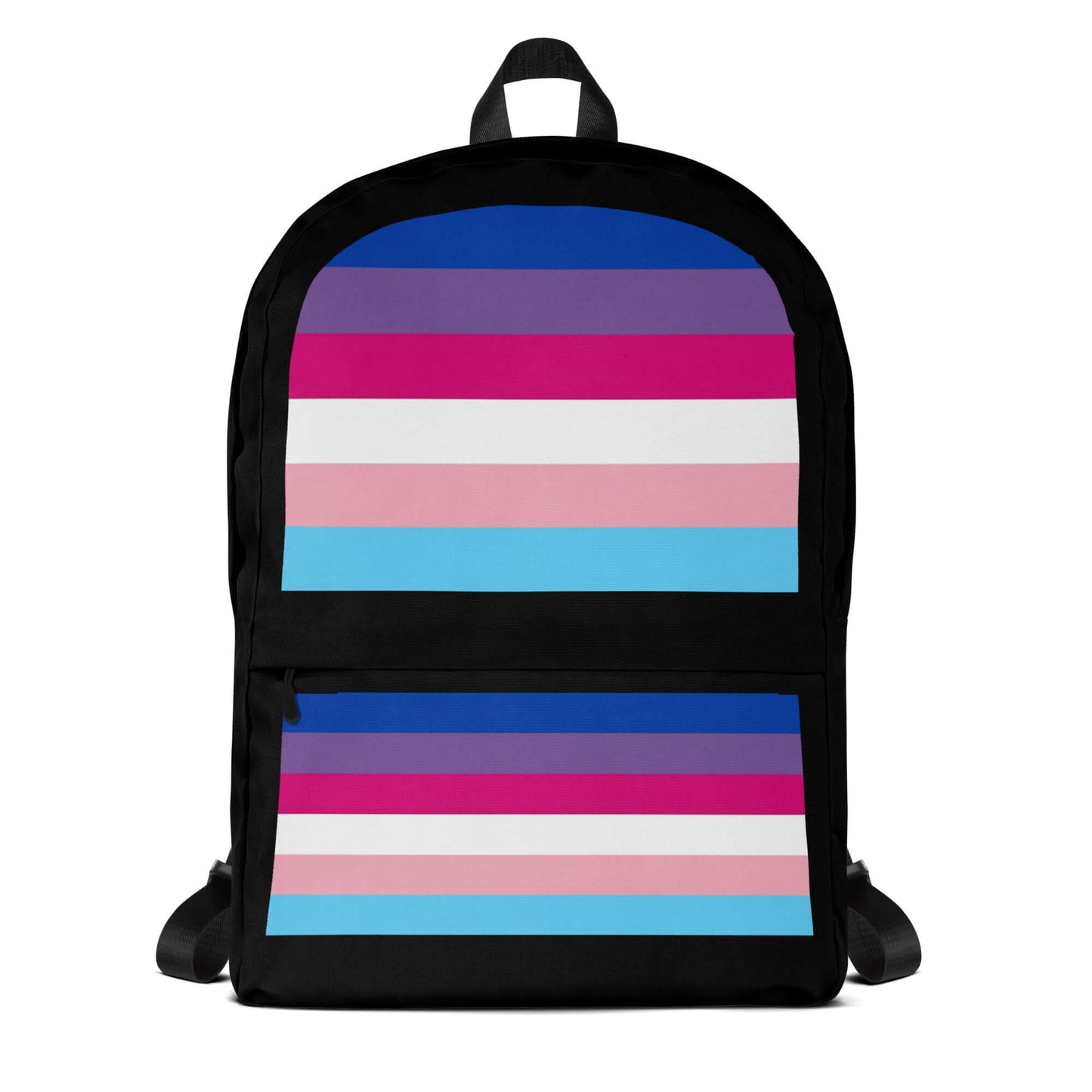 Transgender Bisexual III Pride Backpack in vibrant stripes, perfect for daily use and sports activities.
