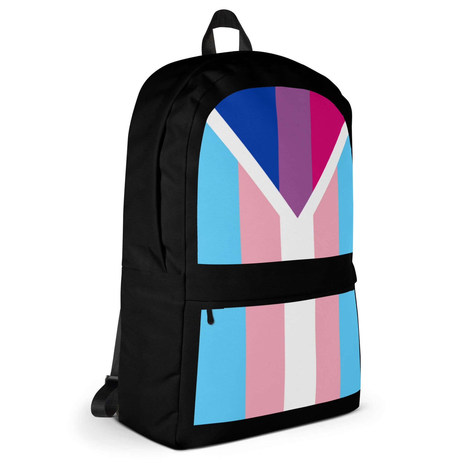 Transgender Bisexual II Pride Backpack featuring colorful stripes and a sleek design, perfect for daily use or sports activities.