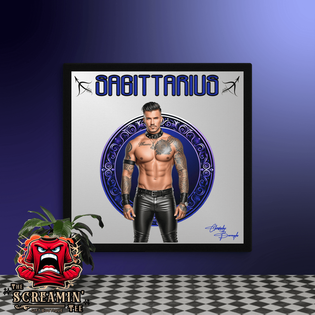 Haus Of Zodiac Canvas Art | Leatherman Dash (Sagittarius) featuring a masculine figure with bold leather attire.
