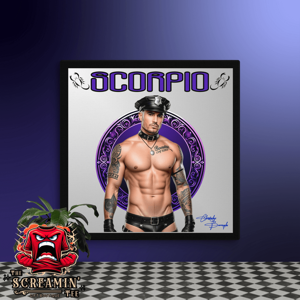 Haus Of Zodiac Canvas Art | Leatherman Kane (Scorpio) featuring a masculine figure in leather attire.