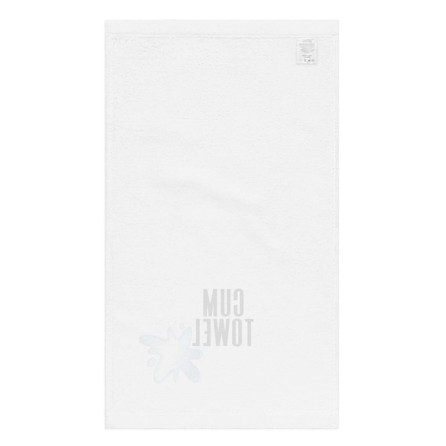 Cum Hand Towel | Black on White design, soft cotton and polyester blend, ideal for stylish bathroom decor.