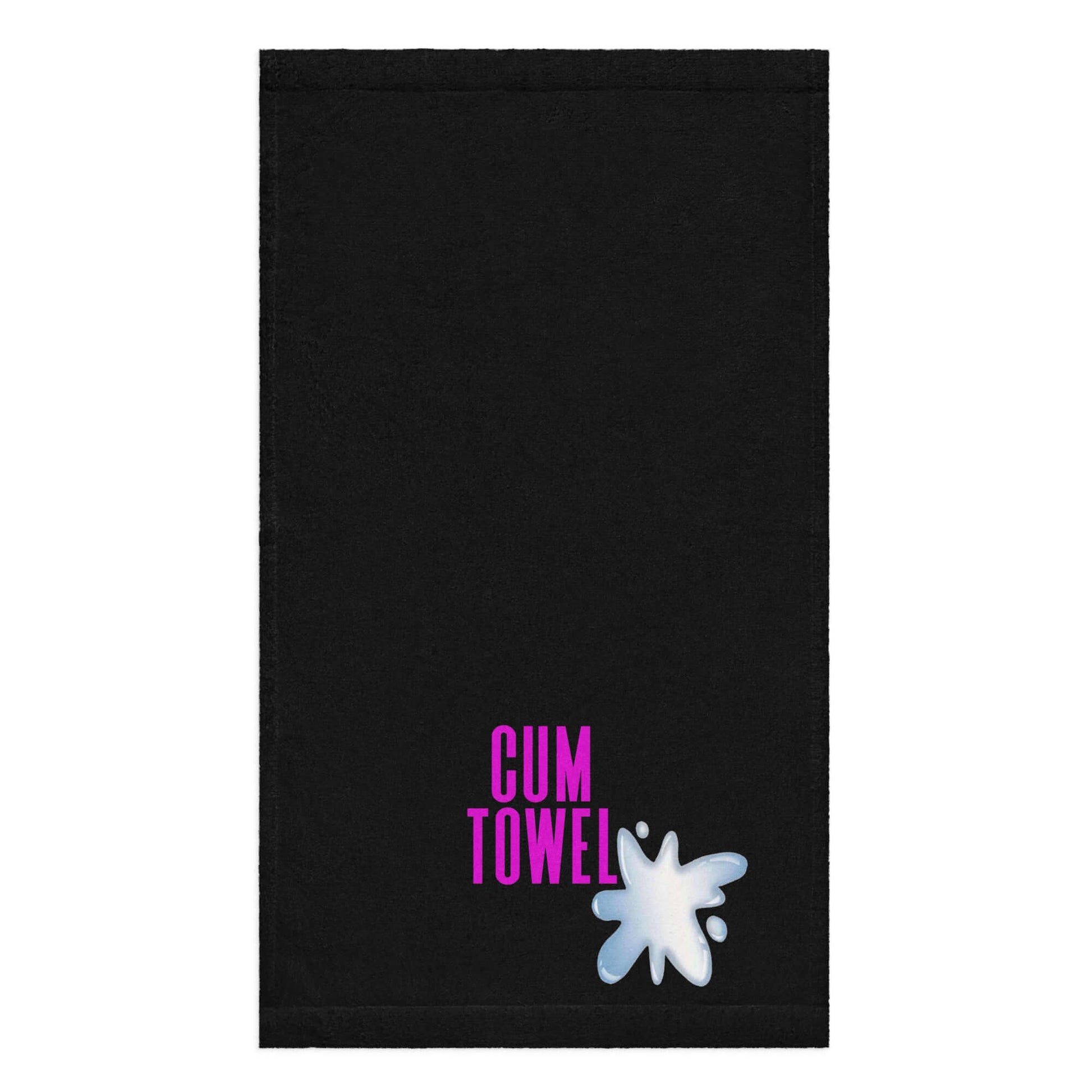 Cum Hand Towel | Garnet on Black, featuring a stylish design with vibrant colors on black background.