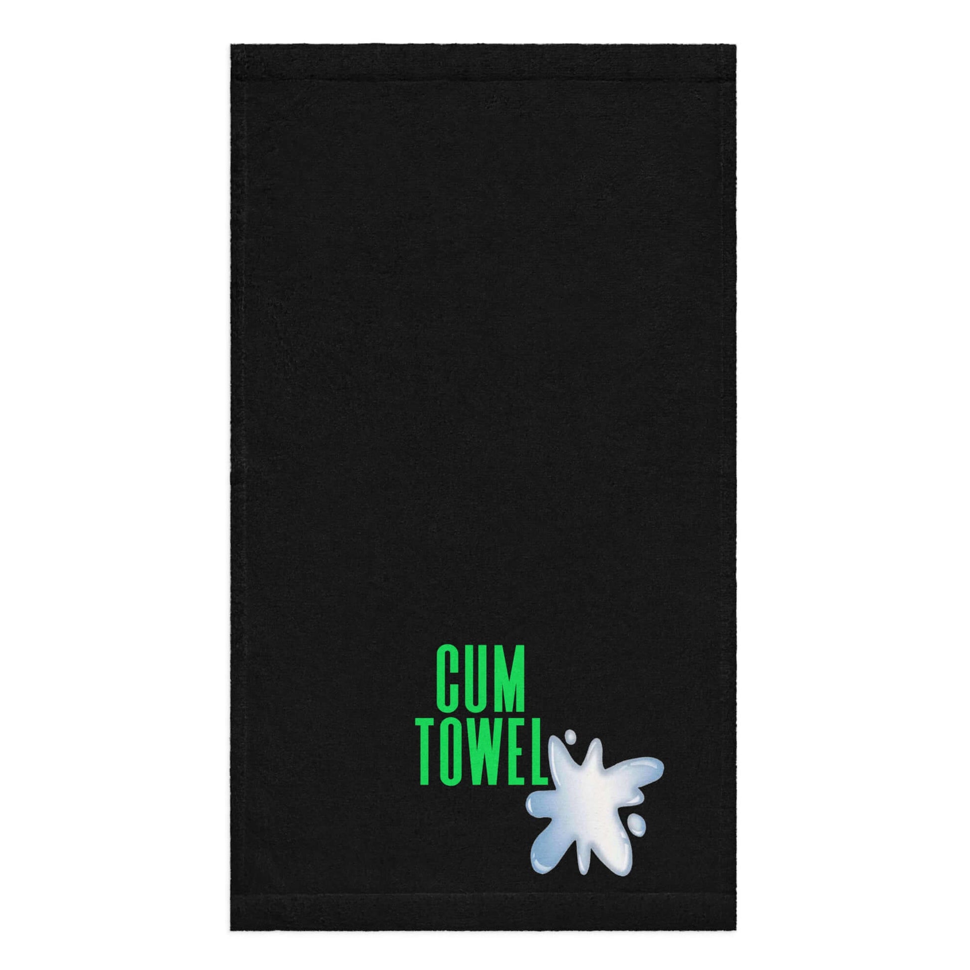 Cum Hand Towel | Peridot on Black featuring vibrant design on a cozy black fabric.