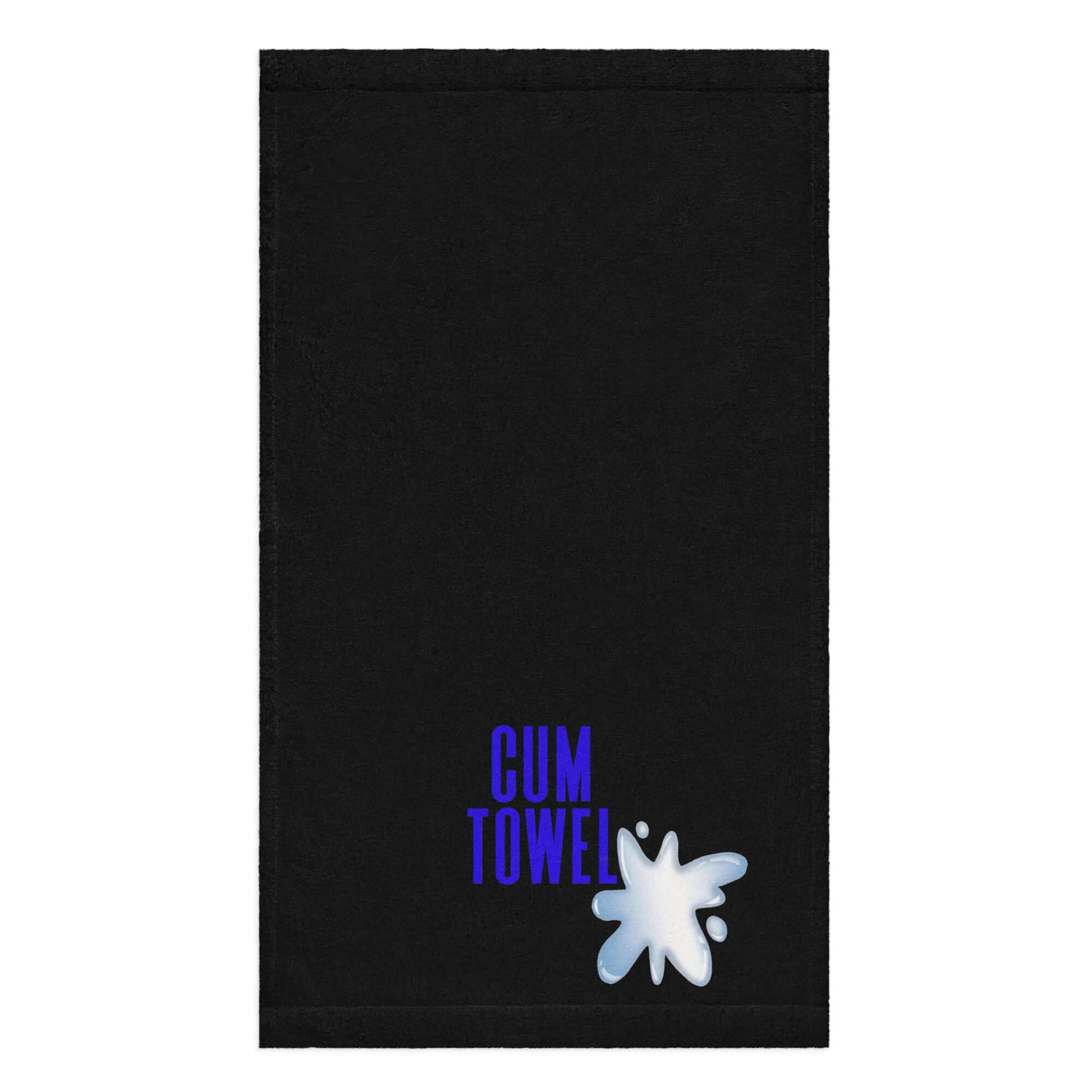 Cum Hand Towel | Sapphire on Black, stylish black towel featuring vibrant design, soft and absorbent cotton fabric.