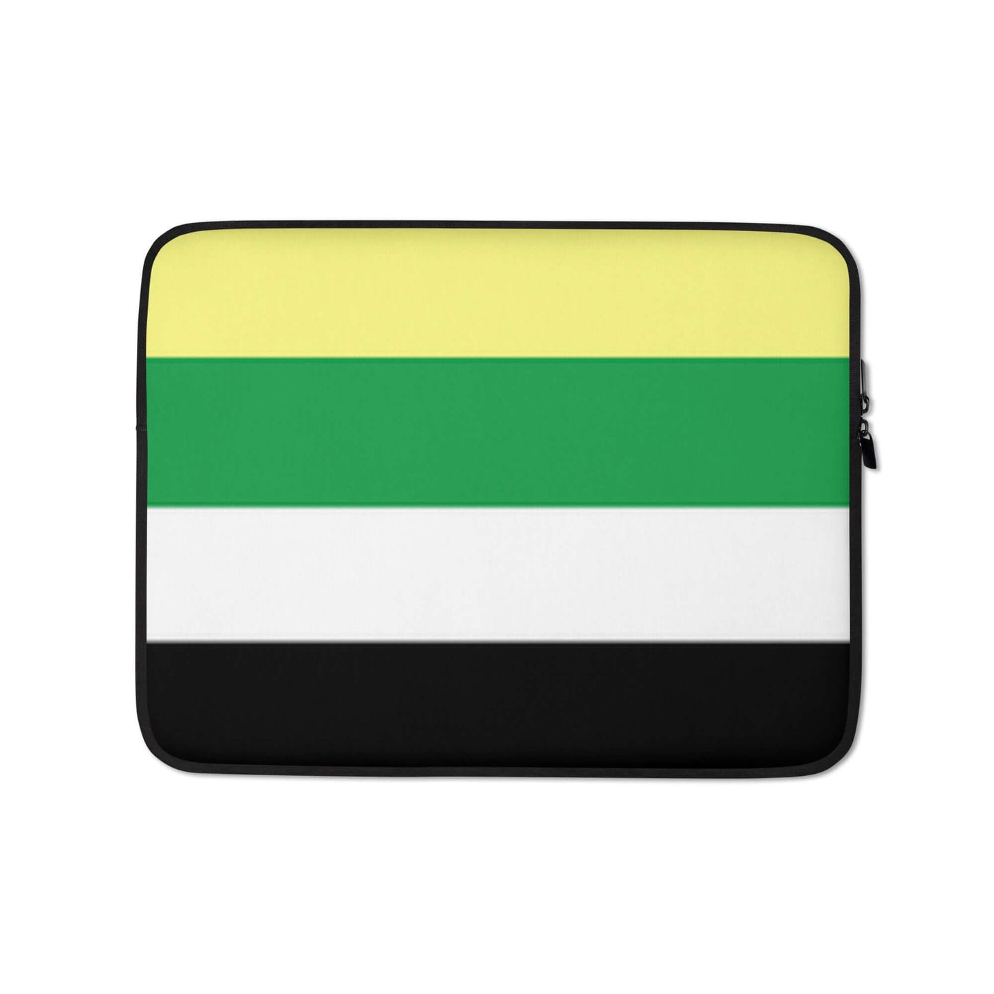 Ceterosexual Pride Laptop Sleeve featuring a vibrant flag design with yellow, green, white, and black stripes.